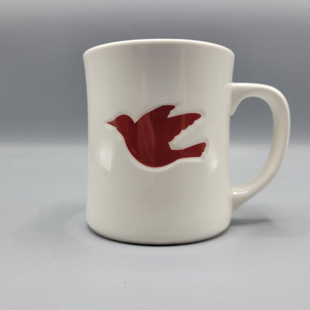 Starbucks Coffee Mug Cup White Red Flying Peace Bird Dove Design 2008 Edition